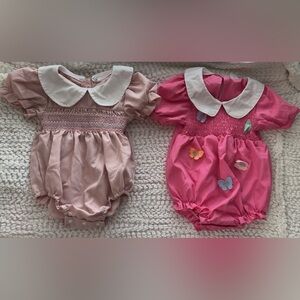 Set of 2 Collared Smocked Detail Bubbles